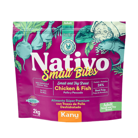 Alimento seco para perro adulto Nativo Small Bites Pollo Kanu Pet x 2 Kg