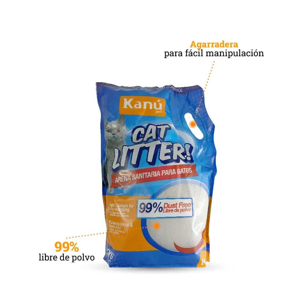 Arena de Bentonita  Kanu Pet  Cat Litter para Gatos. 99% libre de Polvo. Aglomera al Instante