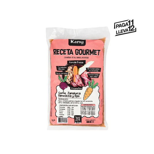 Alimento Congelado Receta Gourmet de Kanu Pet sabor a Carne de Res , Higado y Remolacha para perros. 100% Comida Real