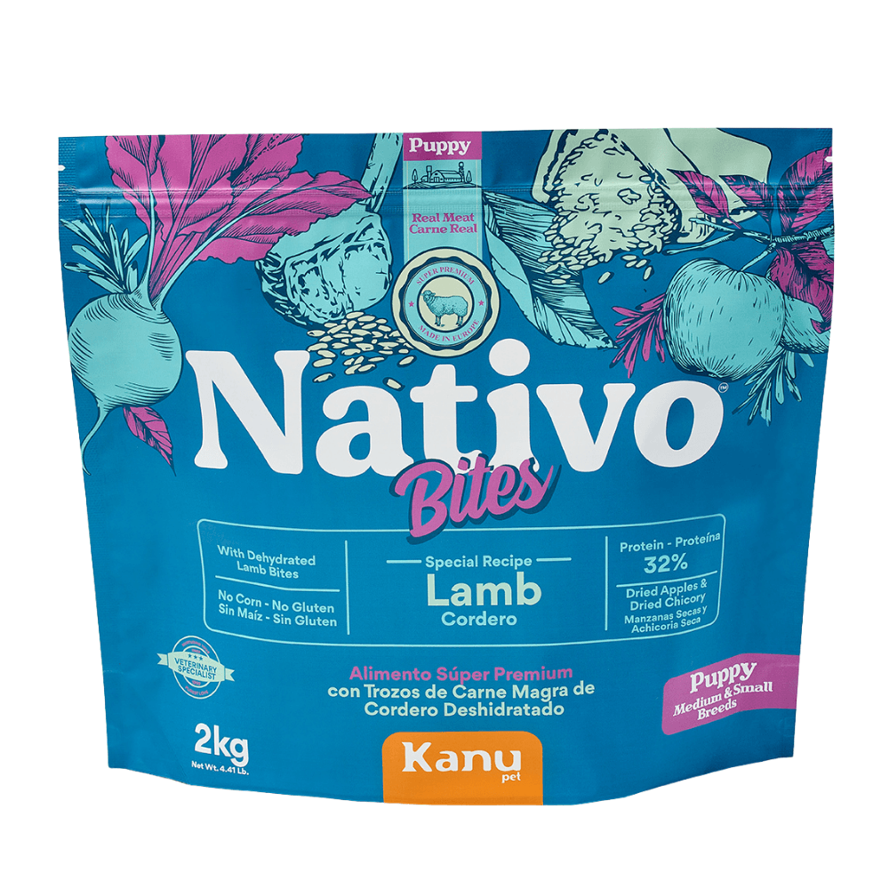 Alimento seco Nativo Bites Cordero Kanu Pet para cachorros