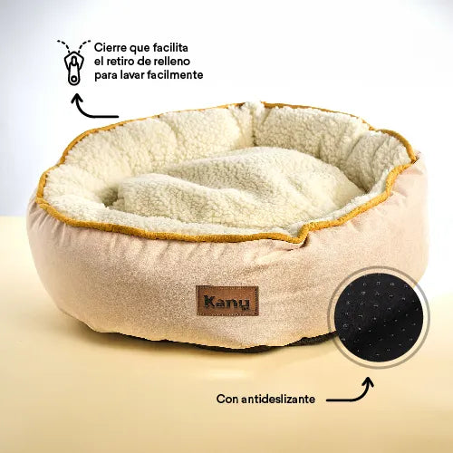 Cama Redonda Ovejero Beige  Kanu Pet para Perro