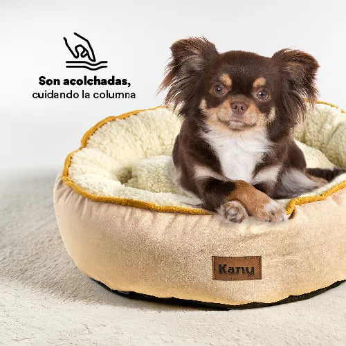Cama Redonda Ovejero Beige  Kanu Pet para Perro