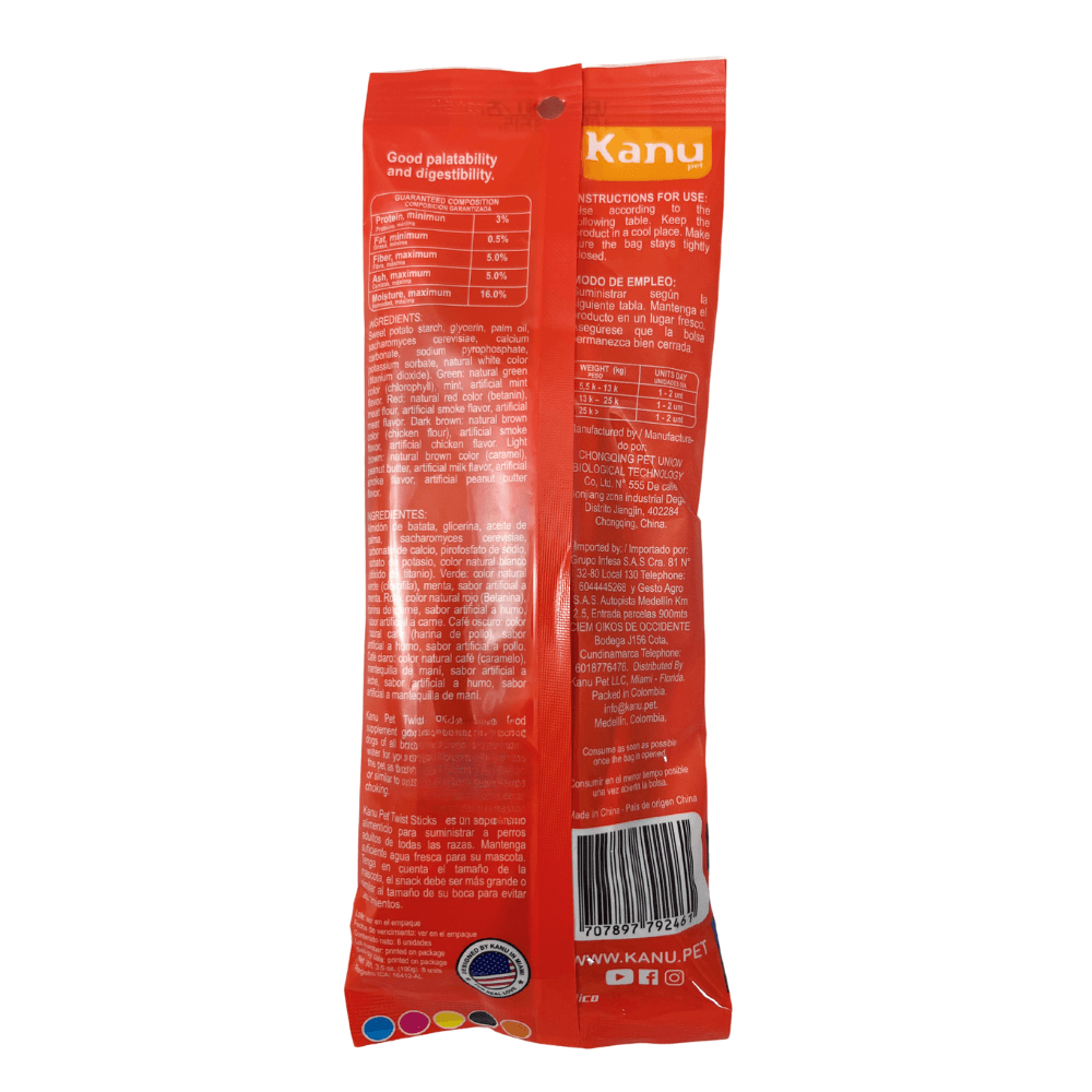 Snack para la placa y el sarro Kanu Pet Twist Stick Sabores surtidos para Perro x 8 Unds