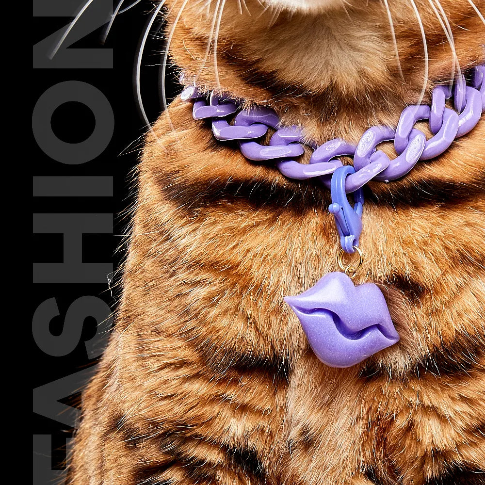 Collar Cadena Acrilica Kanu Pet Lila Para Perro y Gato