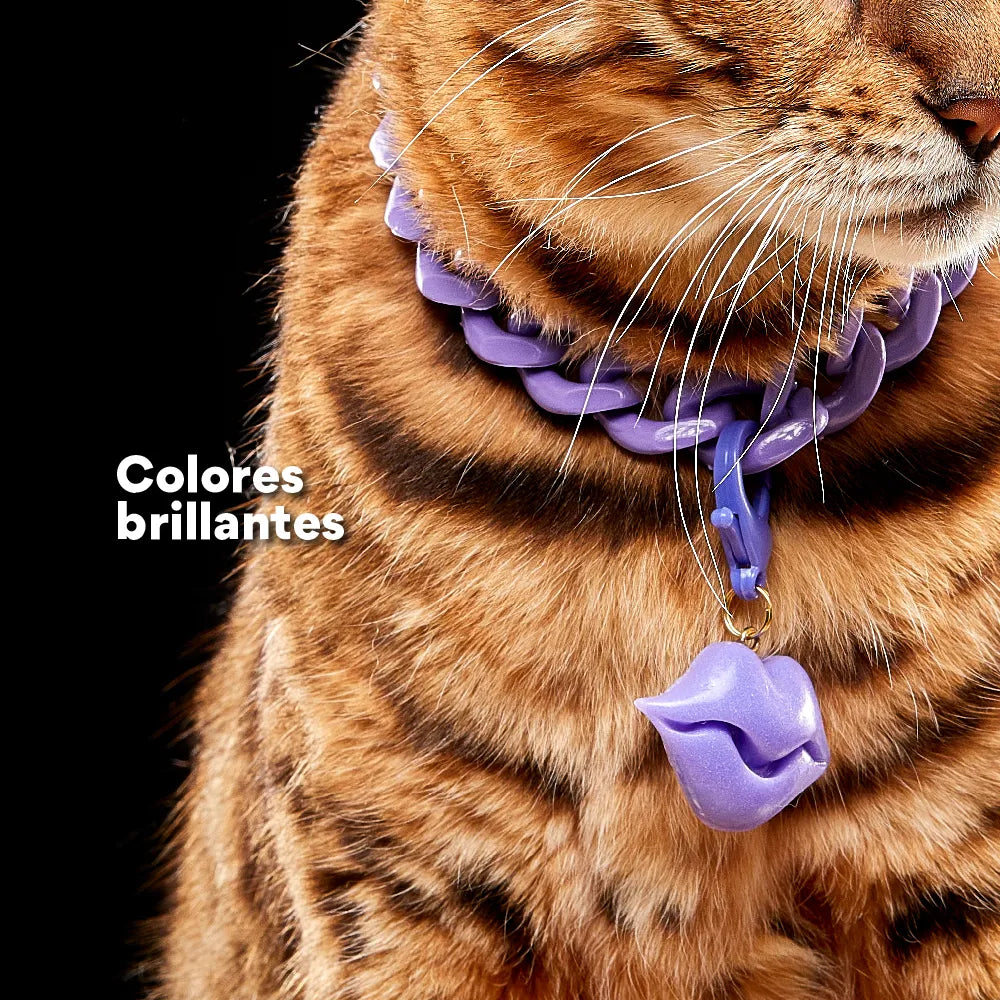 Collar Cadena Acrilica Kanu Pet Lila Para Perro y Gato