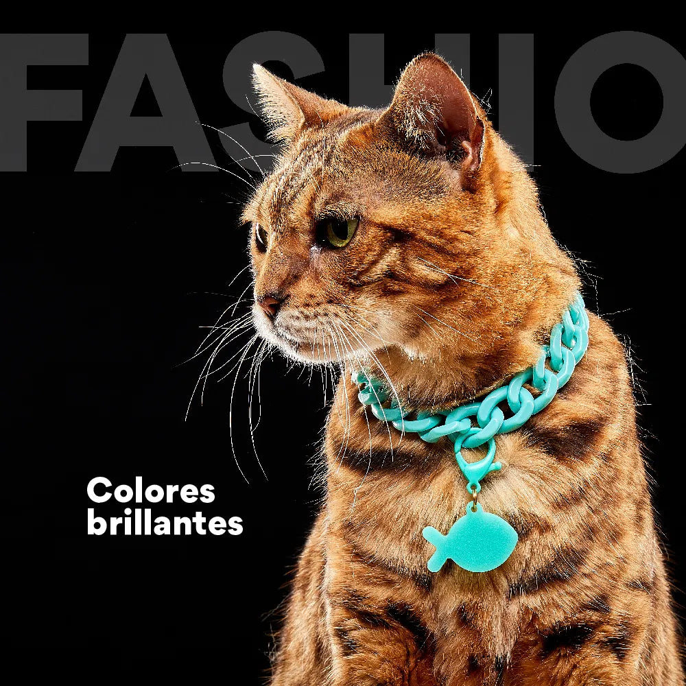 Collar Cadena Acrilica Kanu Agua Marina  Para Perro y Gato