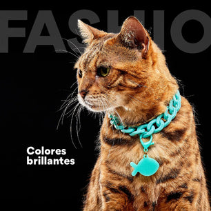 Collar Cadena Acrilica Kanu Agua Marina  Para Perro y Gato