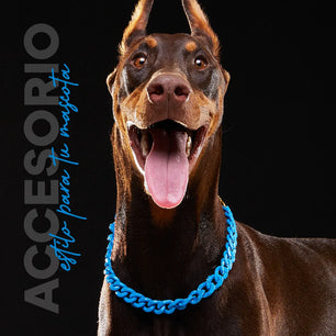 Collar Cadena Acrilica Kanu Pet Azul Para Perro y Gato