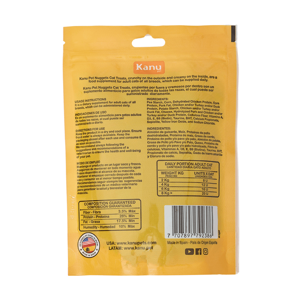 Snack Nuggets  de Pollo y Queso Kanu Pet  para Gato