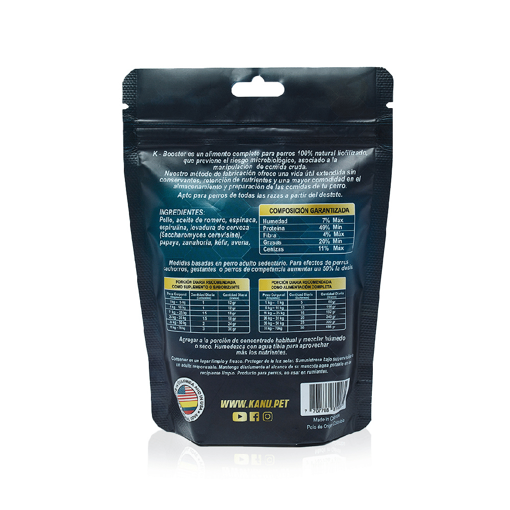 Suplemeneto K-Booster  de Pollo Liofilizado Kanu Pet para perros