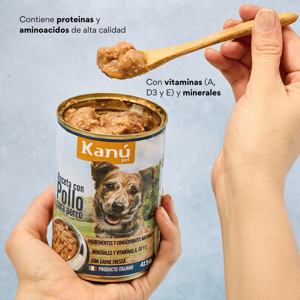 Alimento Humedo de Pollo para Perro  Kanu Receta Con Pollo  415 g