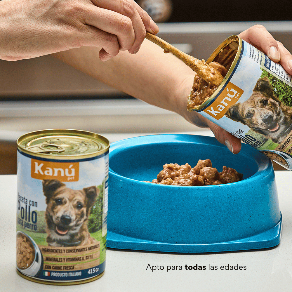 Alimento Humedo de Pollo para Perro  Kanu Receta Con Pollo  415 g