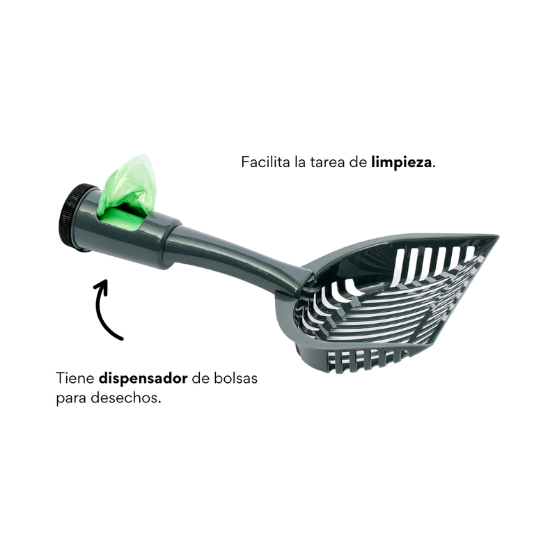 Pala con Dispensador para Arenero de Gato Kanu Pet Gris