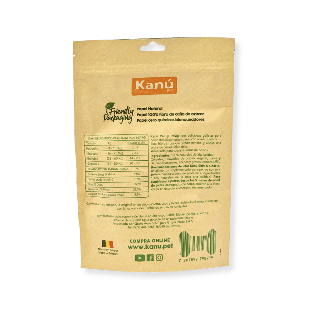 Snacks Galletas Kanu Pet Piel y Pelaje Para Perro  180 GR