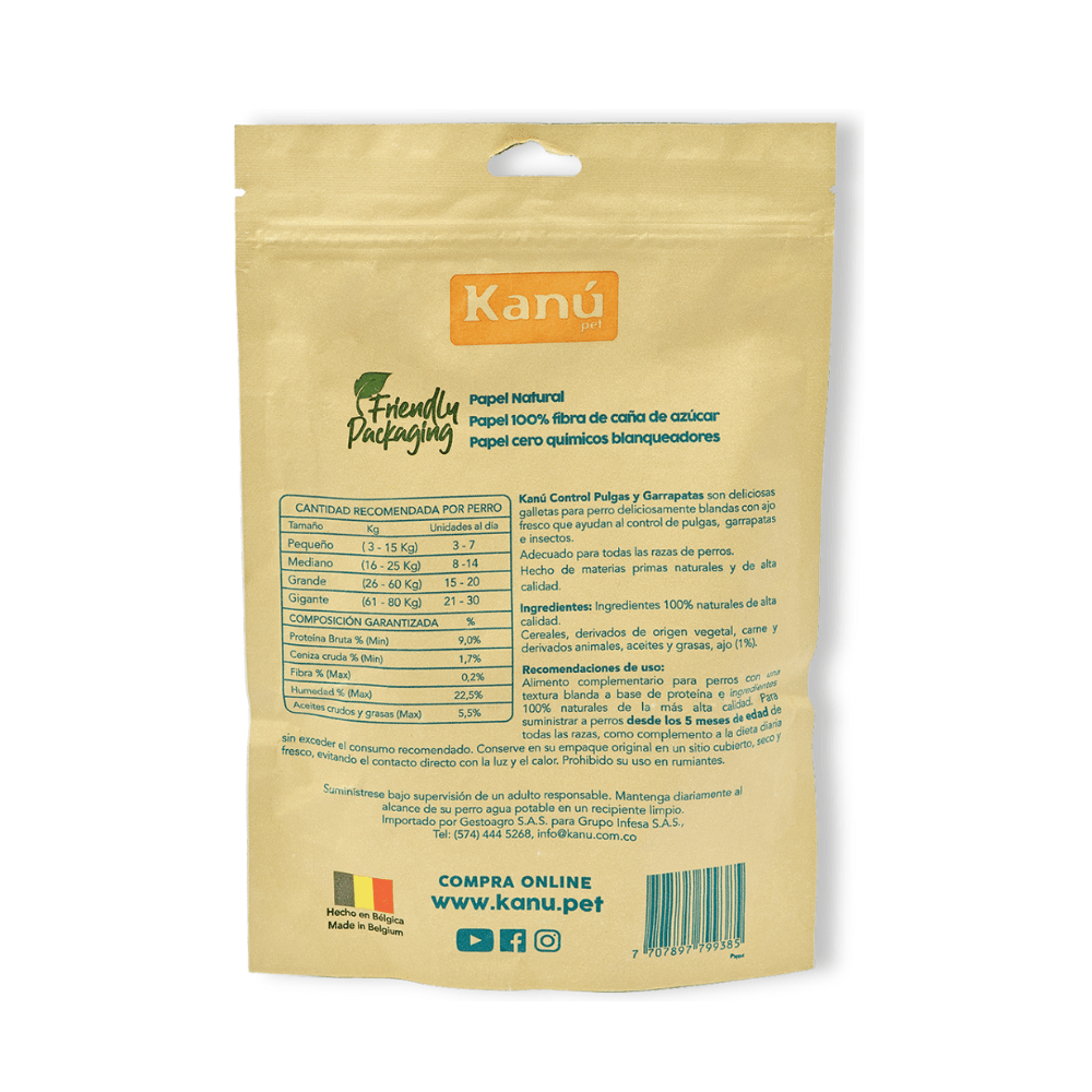 Galletas Blandas con Ajo Kanu Control Pulgas y Garrapatas Kanu Pet para Perro. 100% Naturales