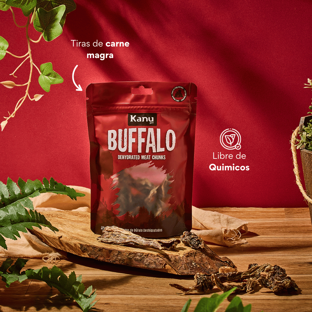 Snack de Trozos de Búfalo Deshidratados  Kanu Pet para perros y gatos 100% Natural , Un solo ingrediente