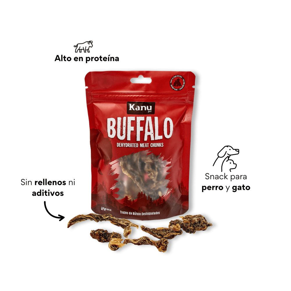 Snack de Trozos de Búfalo Deshidratados  Kanu Pet para perros y gatos 100% Natural , Un solo ingrediente