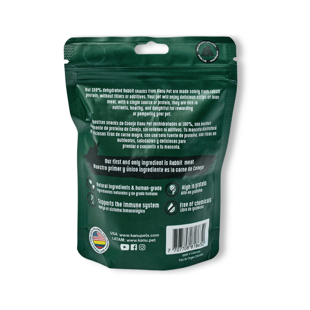 Snack de Trozos de Conejo Deshidratados Kanu Pet para perros y gatos 100% Natural , Un solo ingrediente