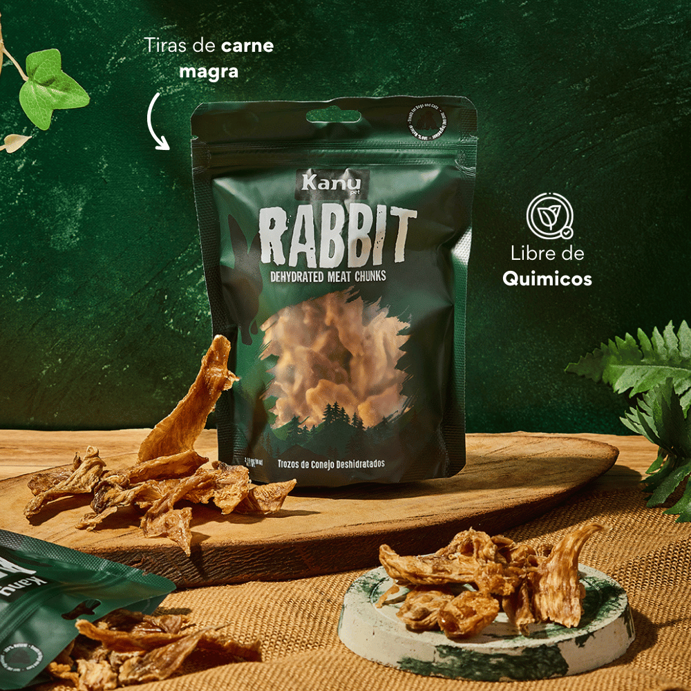 Snack de Trozos de Conejo Deshidratados Kanu Pet para perros y gatos 100% Natural , Un solo ingrediente