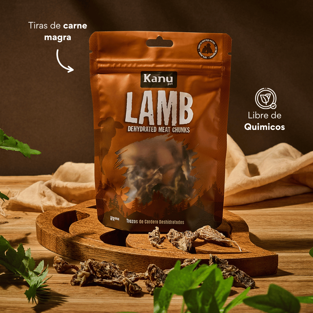 Snack de Trozos de Cordero Deshidratados Kanu Pet  para perros y gatos 100% Natural , Un solo ingrediente