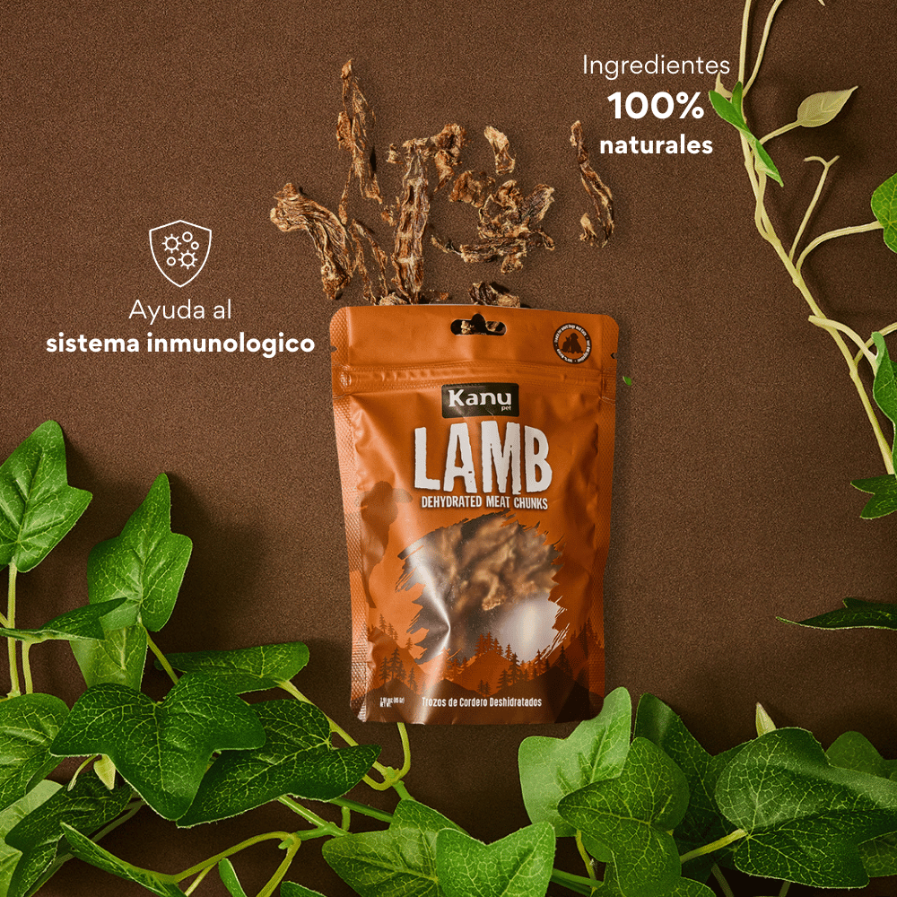 Snack de Trozos de Cordero Deshidratados Kanu Pet  para perros y gatos 100% Natural , Un solo ingrediente