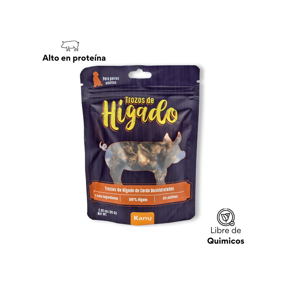 Snack de Kanu Pet  de Hígado Deshidratados Trozos para perros y gatos 100% Natural , Un solo ingrediente