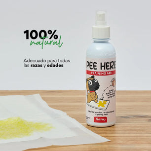 Spray de Adiestramiento  Pee Here  de Kanu Pet para perros y gatos 100% Natural