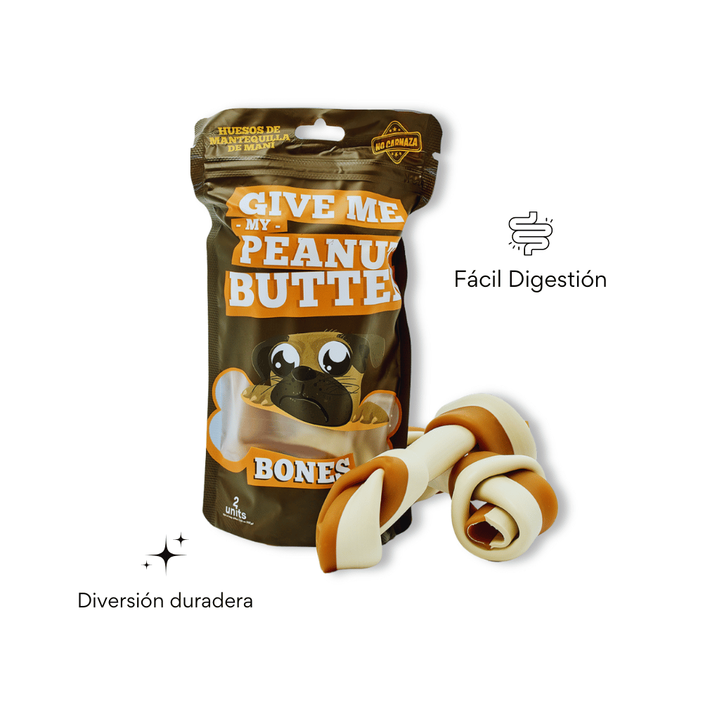 Snack  Jueso Grande de Mantequilla de Maní y Batata Kanu Pet Hueso para Perro L X 2 Uds