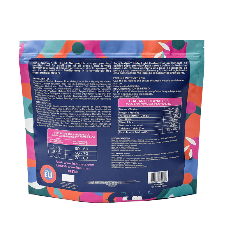 Alimento para gato castrado Nativo Light Kanu Pet x 2 Kg