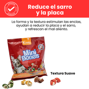 Snack Mini Huesos con Sabores surtidos Kanu Pet Mini Bones Pet para Perros x 12 Unds