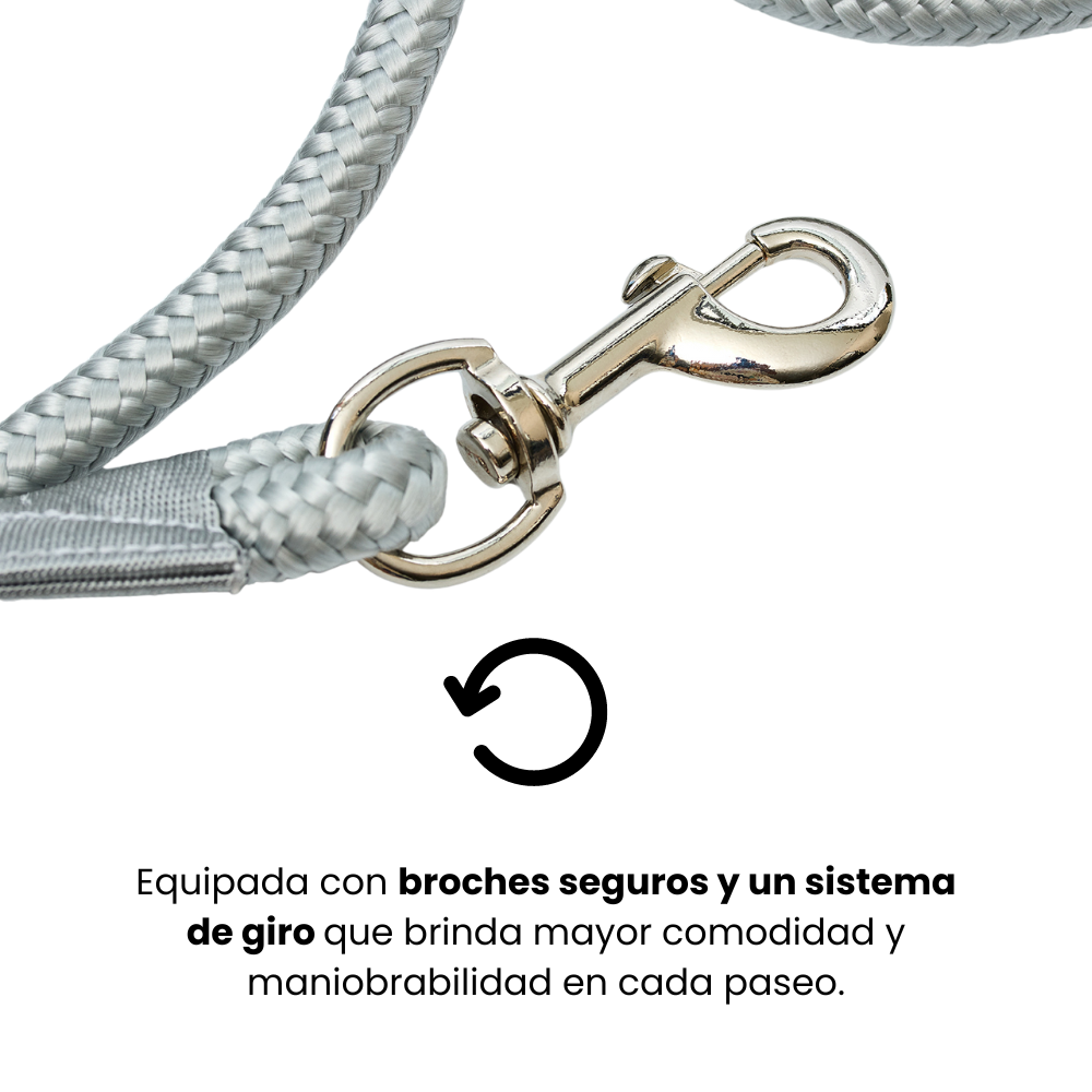 Correa Cuerda Redonda Kanu Pet con Argolla para Dispensador de Bolsas  para Perro  Plateada