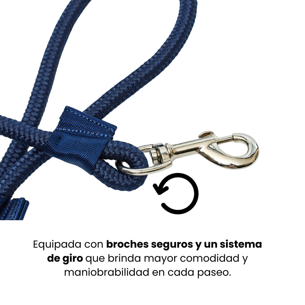 Correa Cuerda Redonda Kanu Pet con Argolla para Dispensador de Bolsas  para Perro  Azul