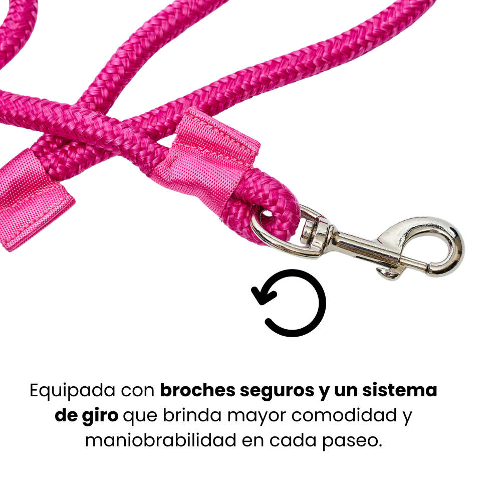 Correa Cuerda Redonda Kanu Pet con Argolla para Dispensador de Bolsas  para Perro  Fuscia