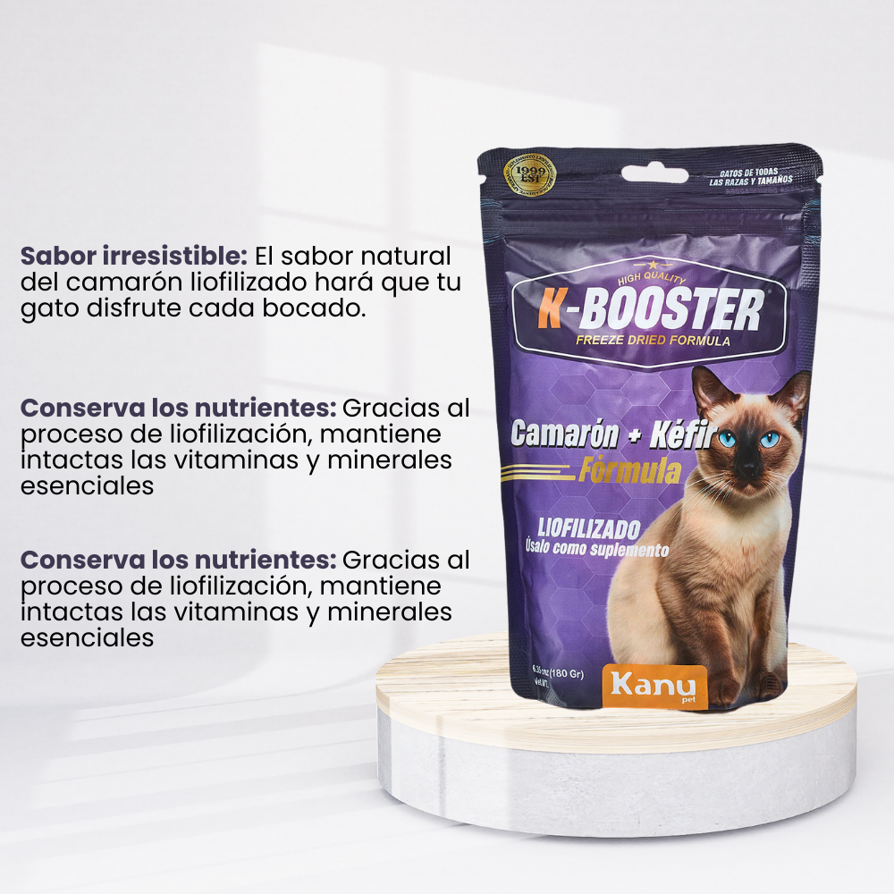 Suplemento K-Booster  de Camarón Liofilizado Kanu Pet para gatos