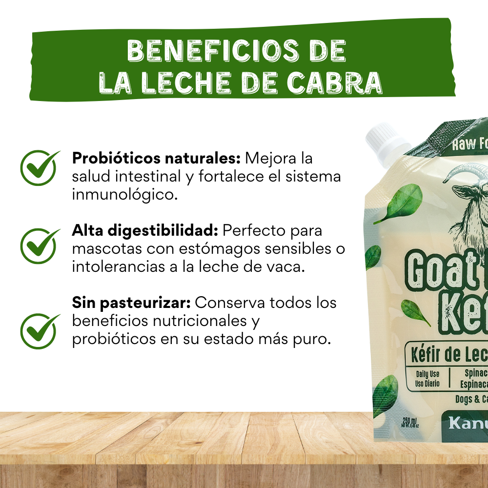 Suplemento Kéfir de Leche de Cabra Kanu Pet para Perro y Gato Espinaca 100% Natural