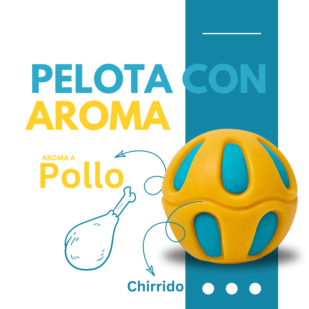 Juguete Pelota Blanda amarilla maciza con aroma a Pollo Kanu Pet para perro