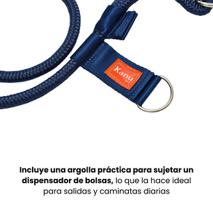 Correa Cuerda Redonda Kanu Pet con Argolla para Dispensador de Bolsas  para Perro  Azul