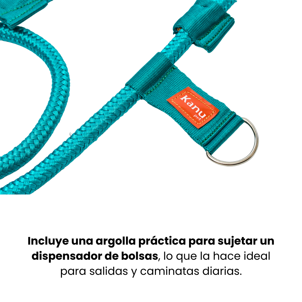 Correa Cuerda Redonda Kanu Pet con Argolla para Dispensador de Bolsas  para Perro aguamarina
