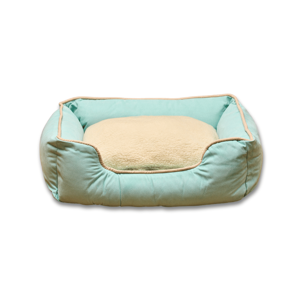 Cama Rectangular Ovejero Verde Aguamarina Kanu Pet  para Perro S
