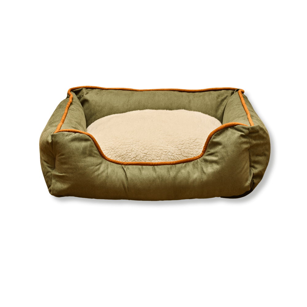 Cama Rectangular Ovejero Verde Militar Kanu Pet  para Perro L