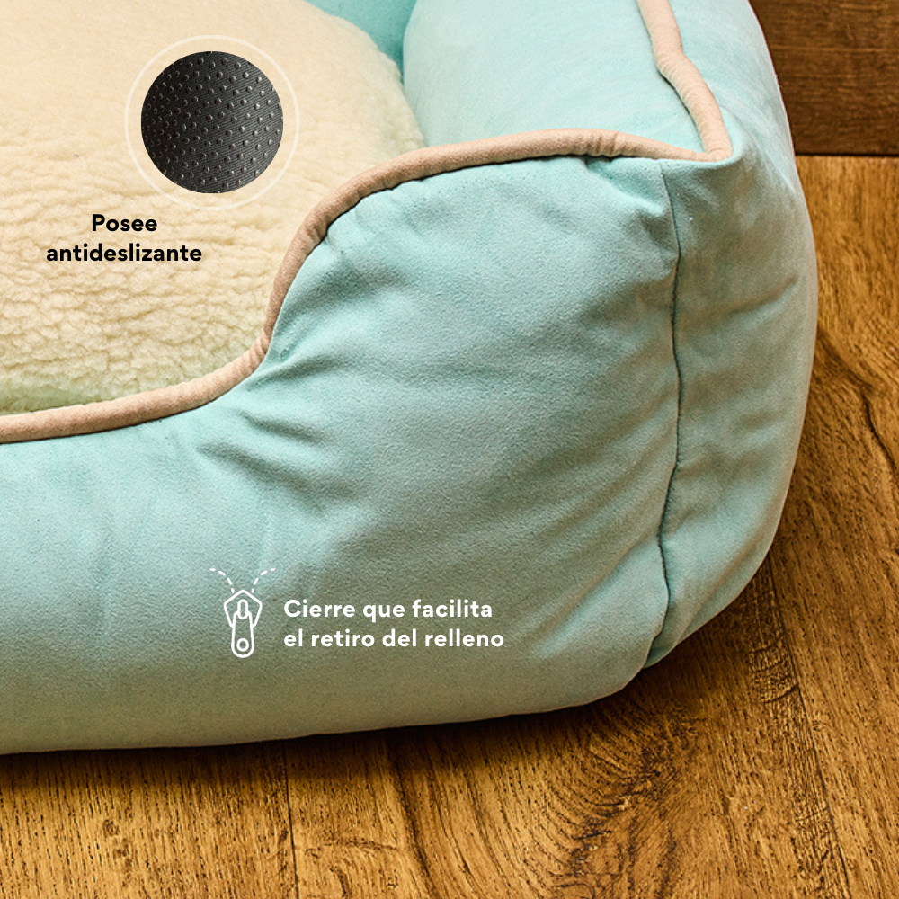 Cama Rectangular Ovejero Verde Aguamarina Kanu Pet  para Perro