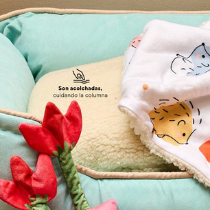 Cama Rectangular Ovejero Verde Aguamarina Kanu Pet  para Perro