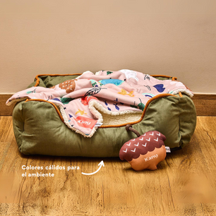 Cama Rectangular Ovejero Verde Militar Kanu Pet  para Perro