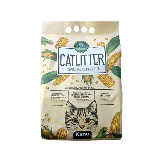 Arena 100% de  Maíz Kanu Pet Corn Cat Litter para Gato 100% Ecológíca