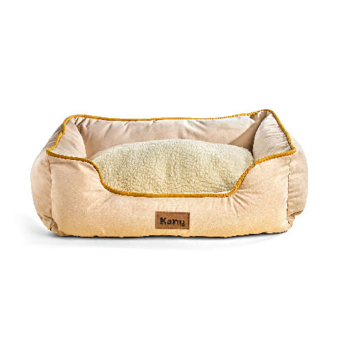 Cama Rectangular Ovejero Beige Kanu Pet para Perro M