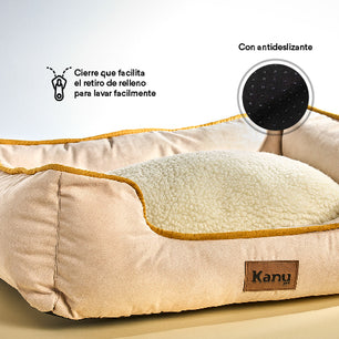 Cama Rectangular Ovejero Beige Kanu Pet para Perro