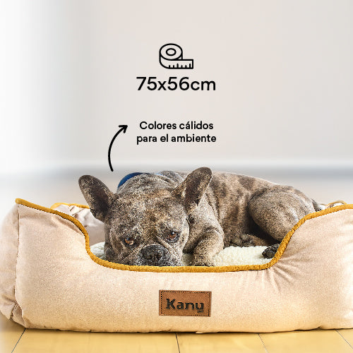 Cama Rectangular Ovejero Beige Kanu Pet para Perro