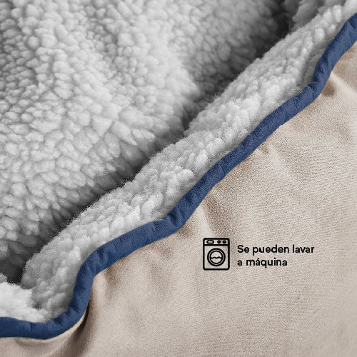 Cama Redonda Ovejero Gris Con Azul  Kanu Pet Para Perro