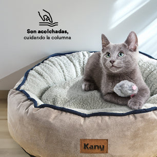 Cama Redonda Ovejero Gris Con Azul  Kanu Pet Para Perro