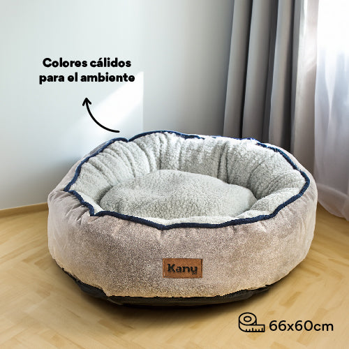 Cama Redonda Ovejero Gris Con Azul  Kanu Pet Para Perro